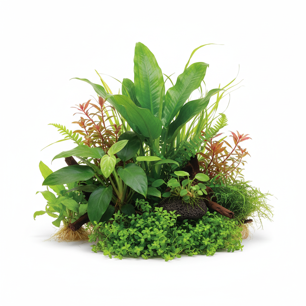 Cichlid-Friendly Live Plant Pack in freshwater aquarium