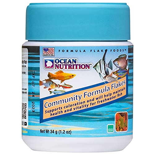 Ocean Nutrition Community Formula Flakes Fish Food - Natural Ingredient Fish Food Flakes for Freshwater Fish - Supports Healt