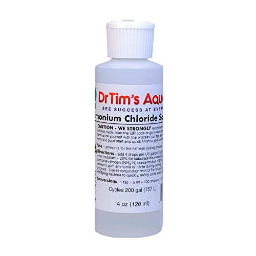 DrTim’s Aquatics Ammonium Chloride Solution – Fishless Cycling (4 oz., Treats 200 Gallons)