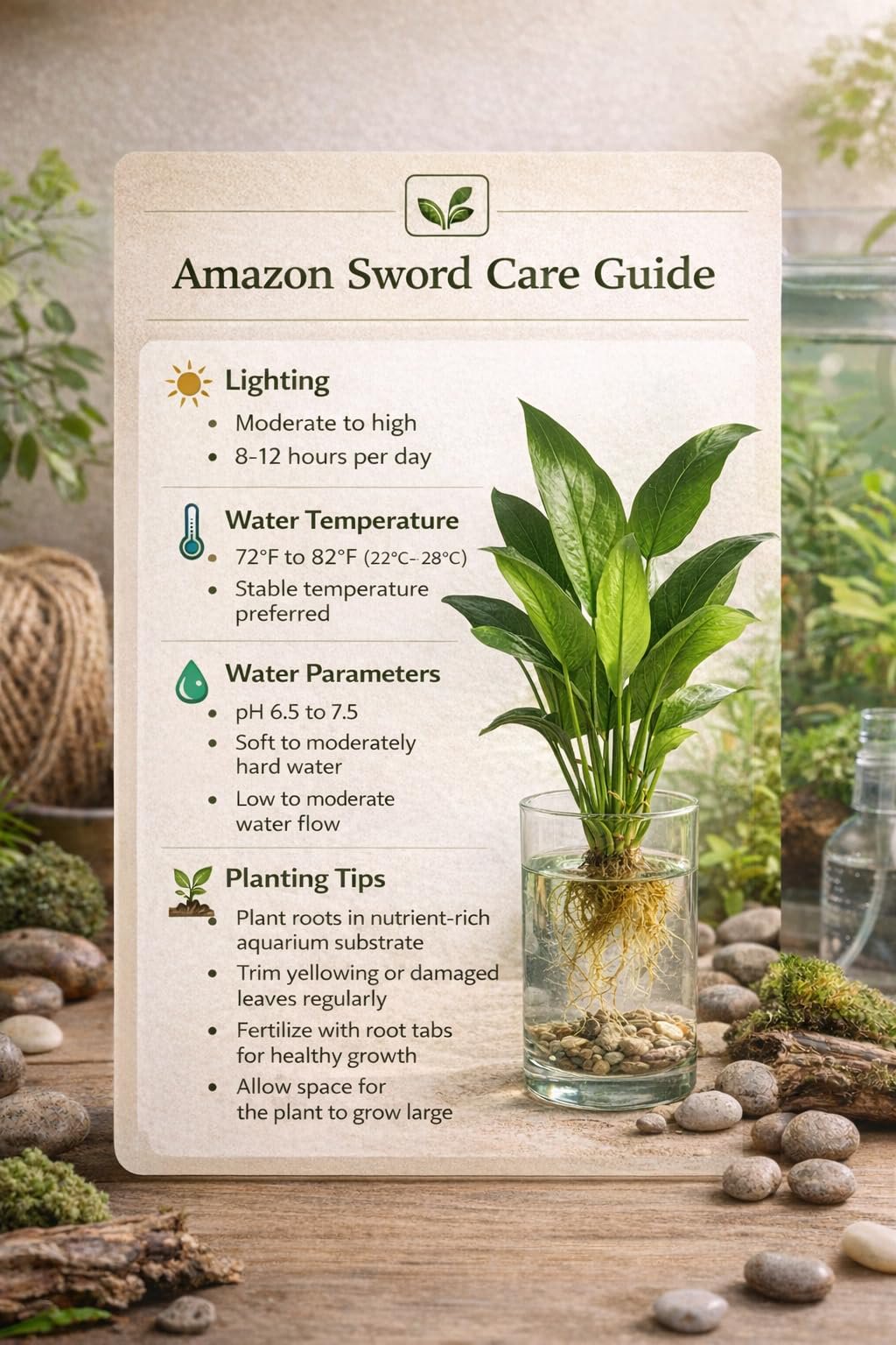Showpiece Plant Duo – Large Amazon Sword & Anubias | Live Aquarium Plants, Easy, Lush, Freshwater