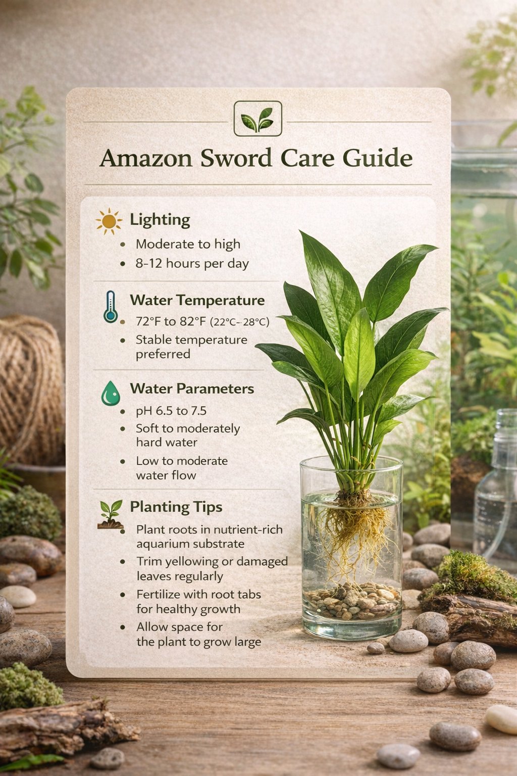 Showpiece Plant Duo – Large Amazon Sword & Anubias | Live Aquarium Plants, Easy, Lush, Freshwater