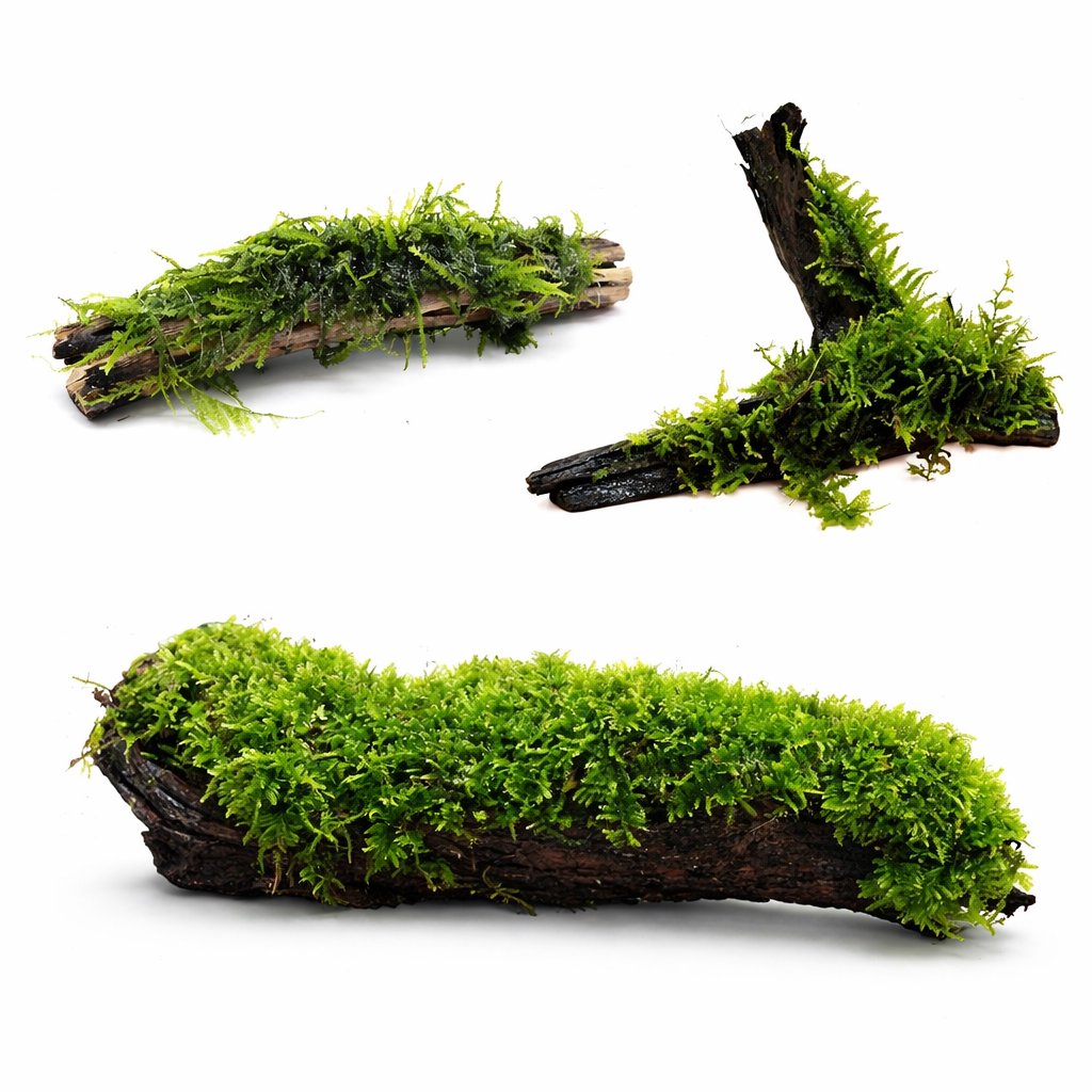Moss On Wood – Live Aquarium Moss Attached to Natural Driftwood